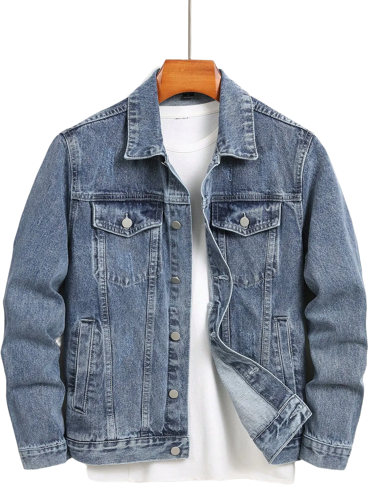 Manfinity EMRG Men's Spring And Autumn Casual Washed Denim Jacket