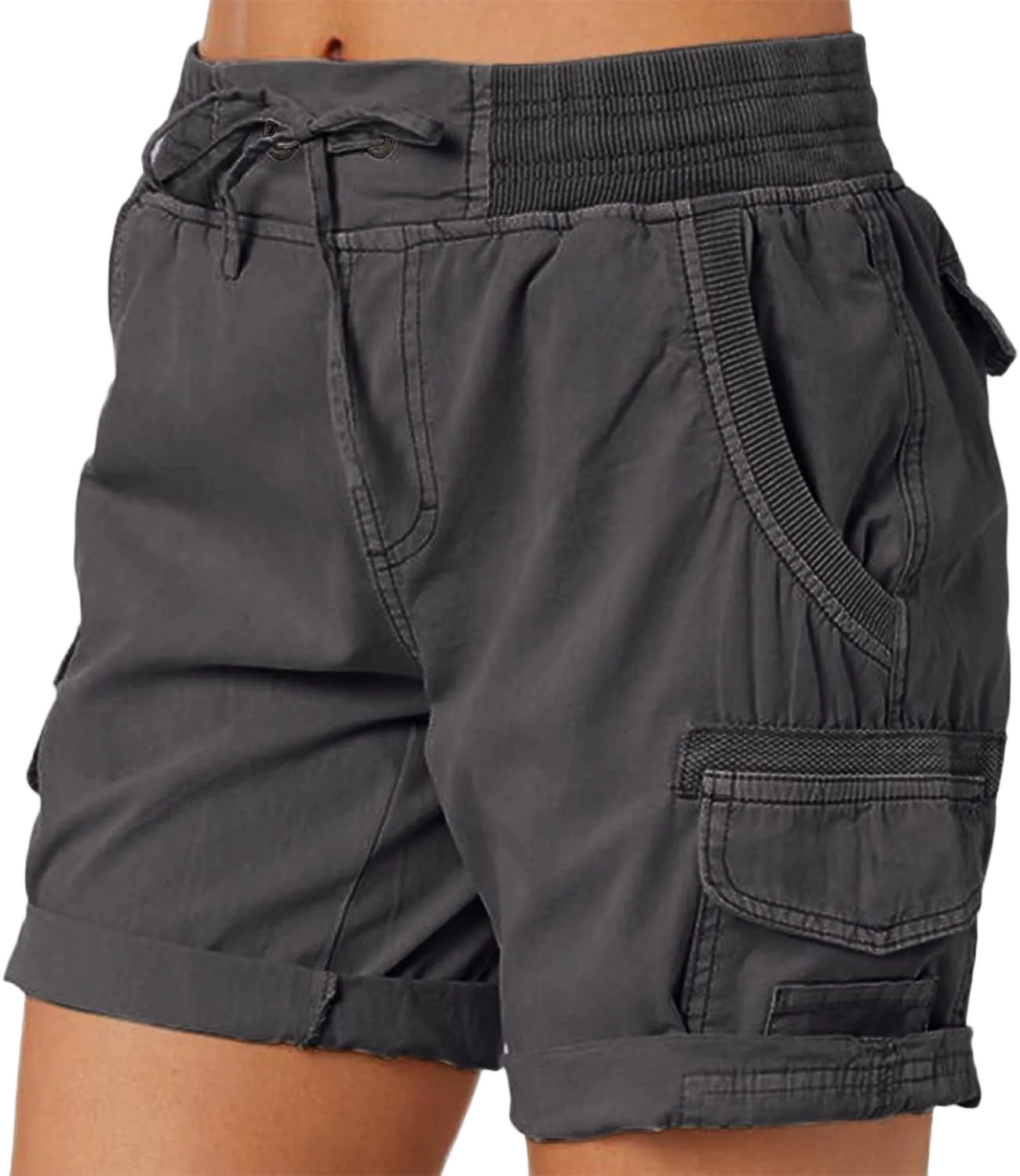 Bblulu Womens Relaxed Fit Shorts High Waist Casual Pocketed Hiking Outdoor Summer Shorts Cargo Shorts Running Athletic Shorts Dark Gray