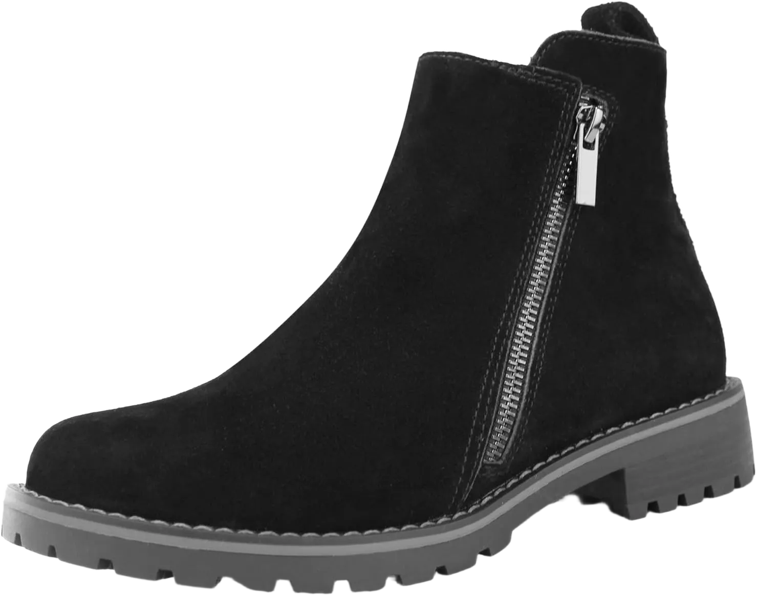 Hawkwell Women's Suede Leather Low Heel Zipe up Ankle Boots
