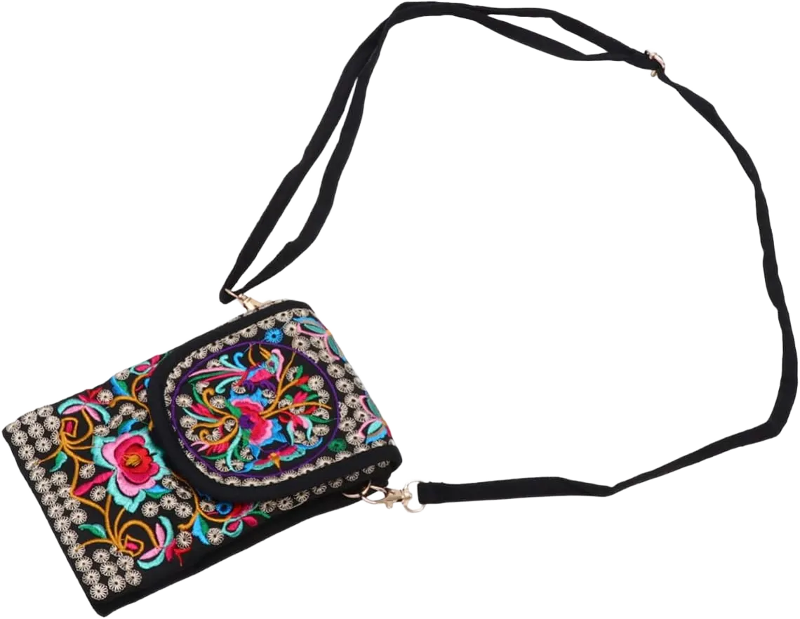 2pcs Embroidered Phone Case Crossbody Wallets for Women Cellphone Crossbody Purse for Women Travel