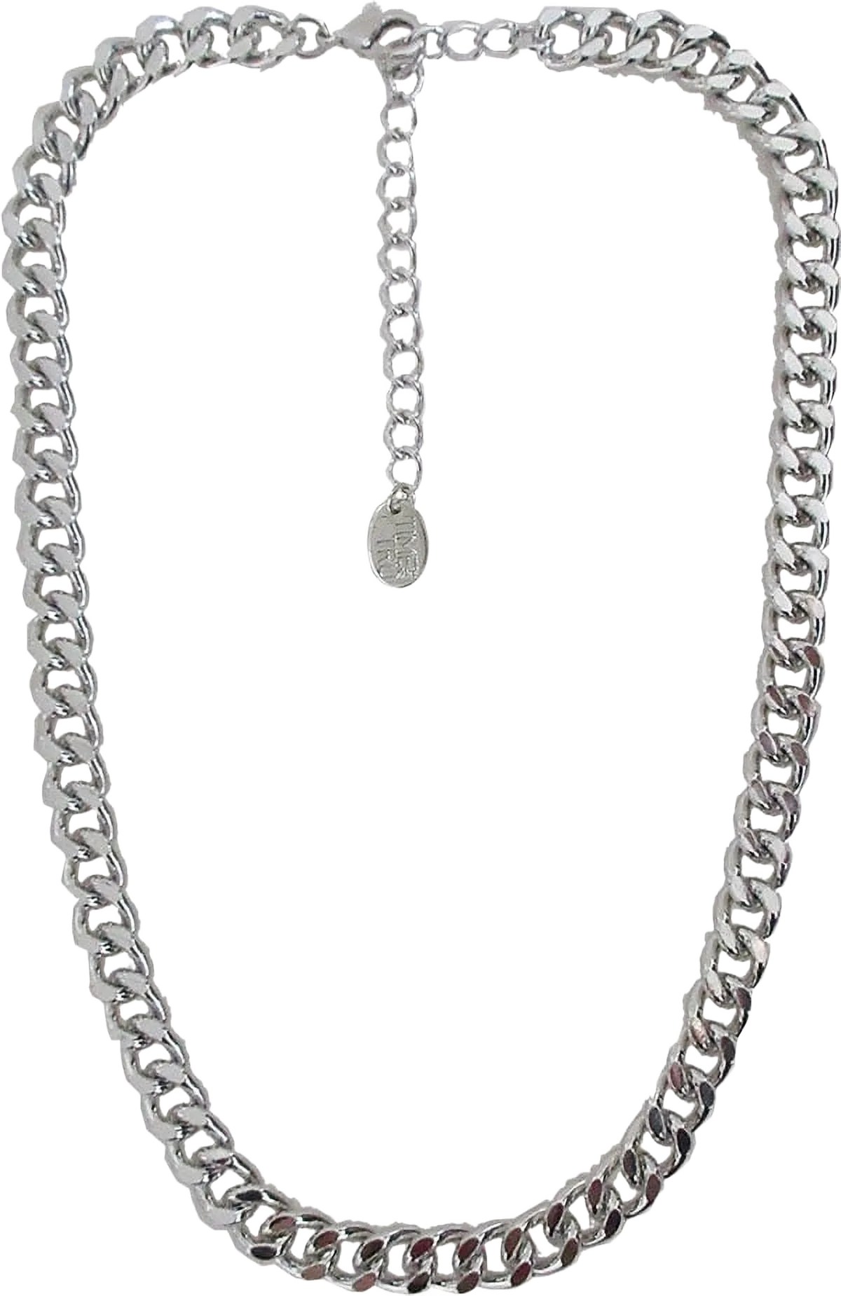 Time & Tru Time and Tru Women's Silver Tone Chunky Curb Chain Necklace 17" with Extender