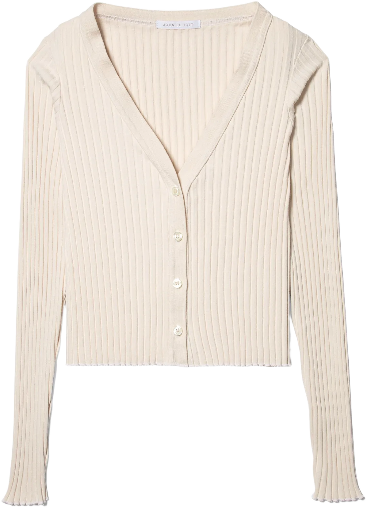 John Elliott Womens Ginza Rib Cropped Cardigan (Feather)
