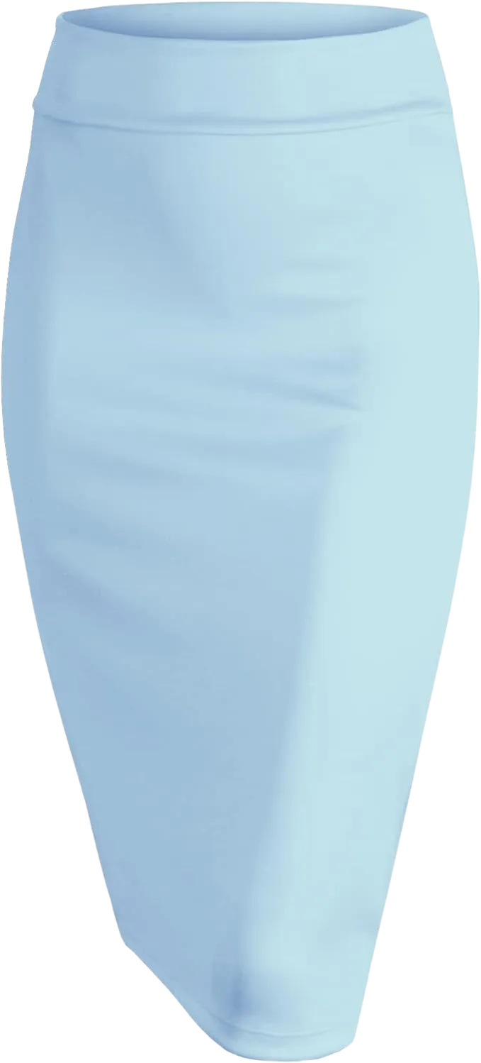 Made By Johnny Women's Premium Scuba Stretch High Waist Pencil Skirt Below Knee for Office Wear 3X-Large Wb700_light_blue