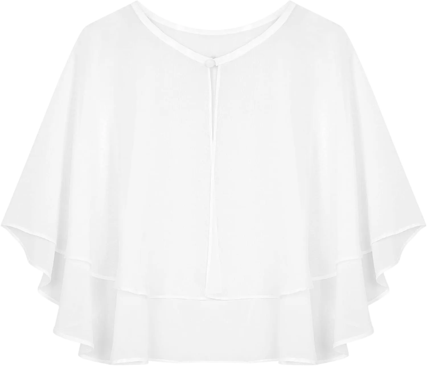 YEAHDOR Womens Sheer Chiffon Shawls Scarf One Button Shrug Wraps Cover Ups for Evening Dress Bridal Capes White One Size
