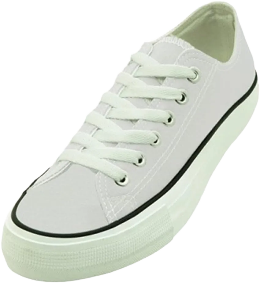 E-327L Women's Canvas Sneakers Classic Lace Up Oxfords Students Fashion Shoes Sizes 6 White