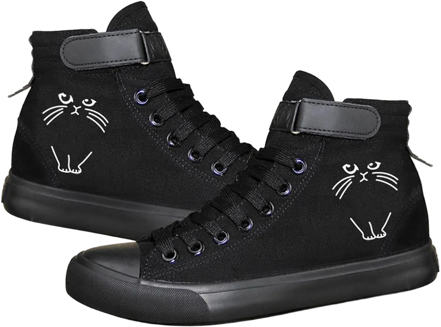 KPOP Cat Shoe Women,Gifts for Teen Girls,Animal Cat Printed Shoes Sneakers Canvas Cute Cat Pattern Unisex High Top Sneakers Black-06 9 Women/7.5 Men
