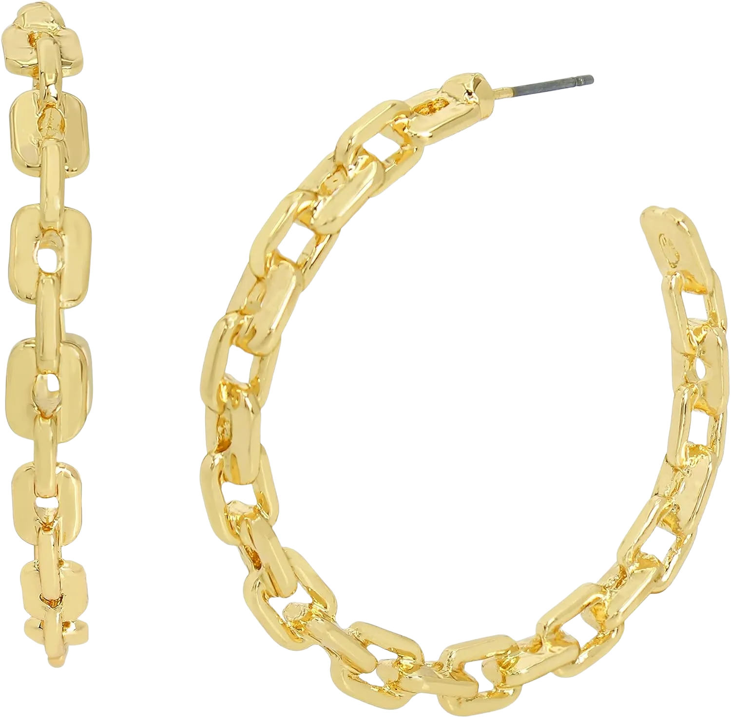 Steve Madden Women's Frozen Chain Hoop Earrings One Size Gold