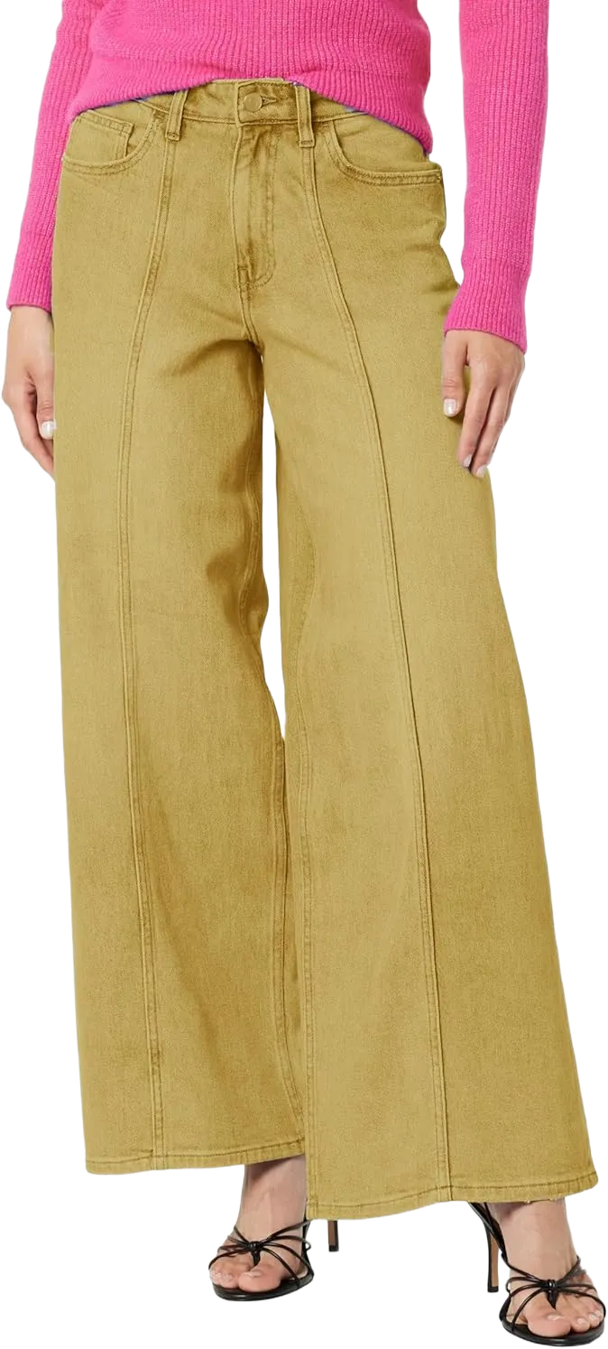 Plus Size Wide Leg Jeans for Women High Waist Relaxed Fit Classic Baggy Flare Jeans Denim Pants 2023 XX-Large Plus Yellow