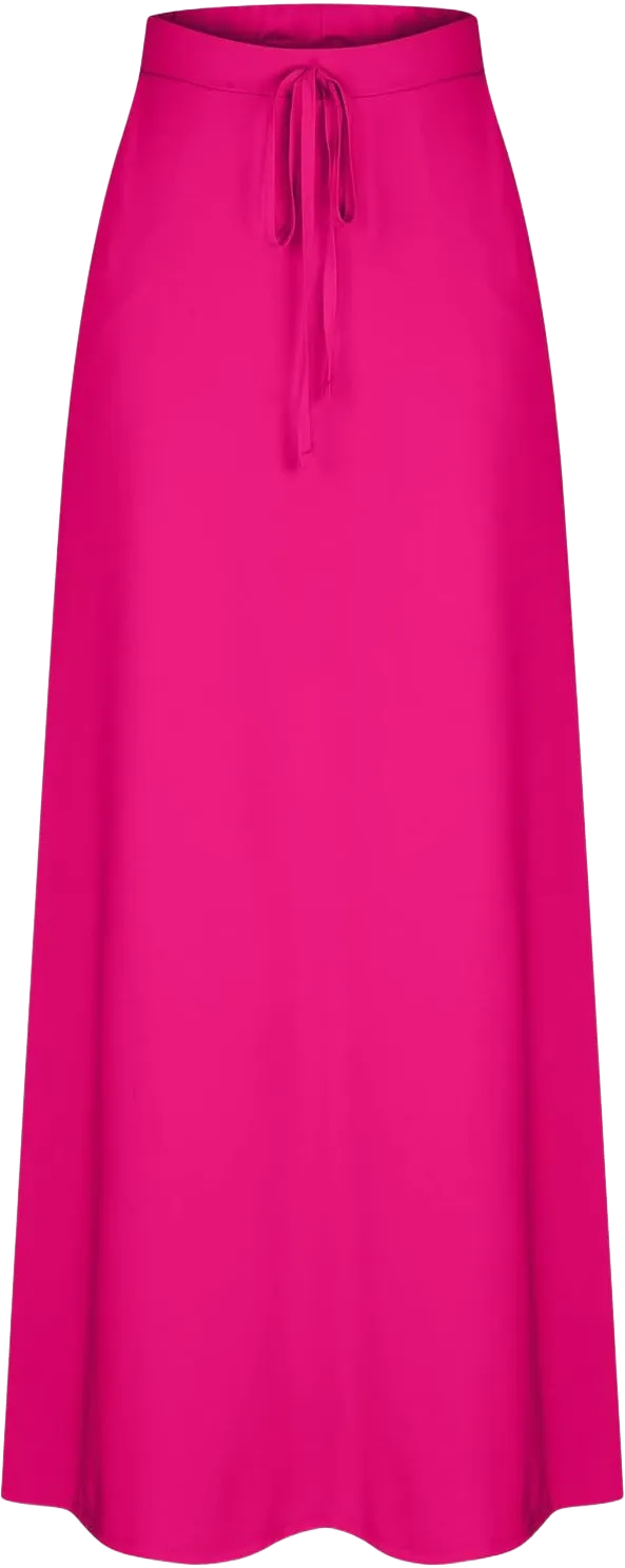 Women's Casual Flared Maxi Skirts Drawstring High Waist A Line Long Skirts Casual Slim Fit Pencil Skirt with Pockets Hot Pink Large