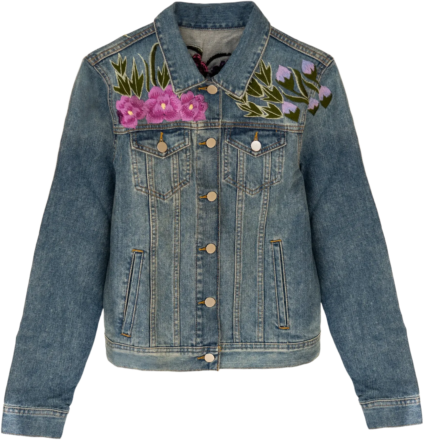 Carmen Light Blue Denim, Mexican Floral Embroidery Jean Jacket, Vintage Handmade Boho Coat, Jacket for Women embroidered by Mexican Artisans