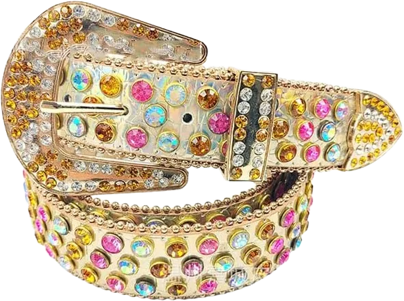 Women's Rhinestone Western Belts Diamond Crystal Embellished Belts Cowgirl Denim Men's Jeans Belts,Gold,115CM/45.3''