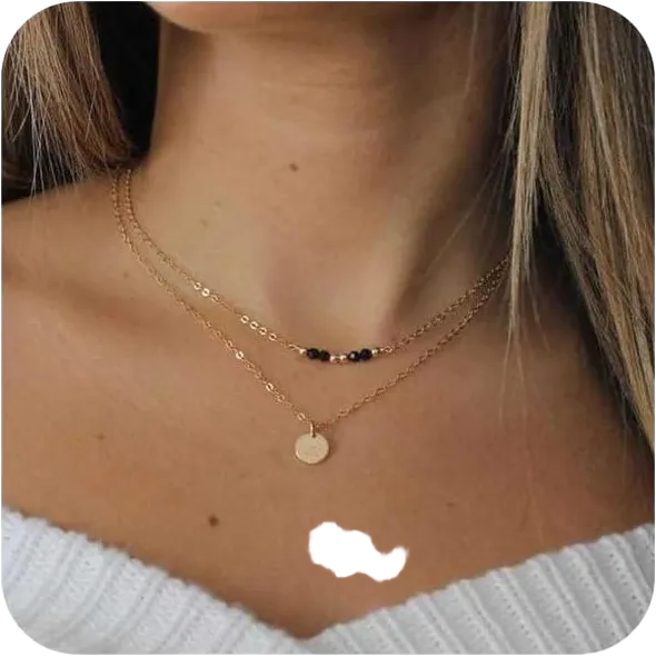 Bohemian Layered Coin Pendant Necklace Chain Tiny Disc Necklace Choker Black Bead Chain Necklace Gold Coin Chain Necklace Jewelry for Women