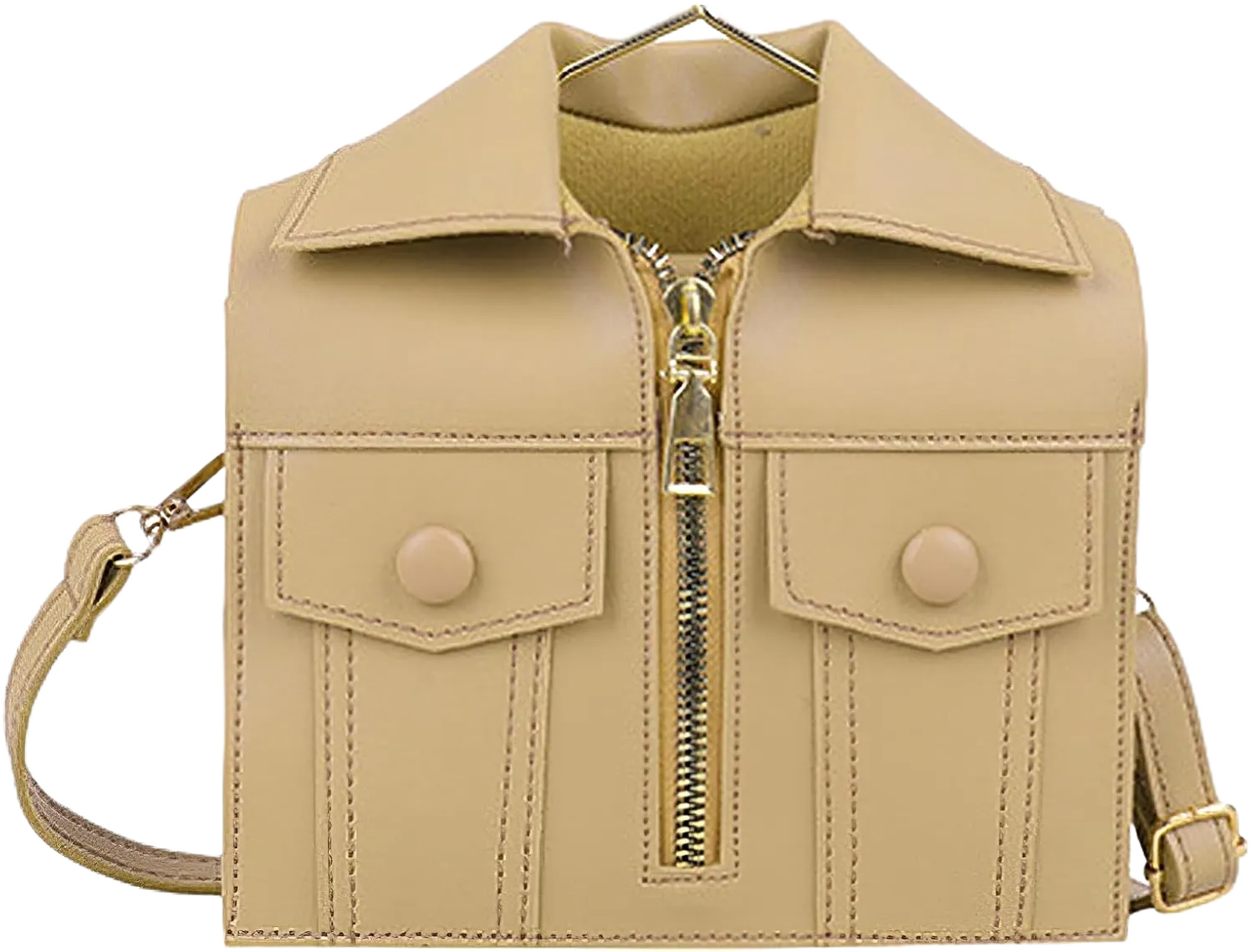 Women's Shirt-Shaped Purse Novelty Shoulder Bag Unique Clutch Handbag Funny Leather Crossbody Tote Satchel Khaki