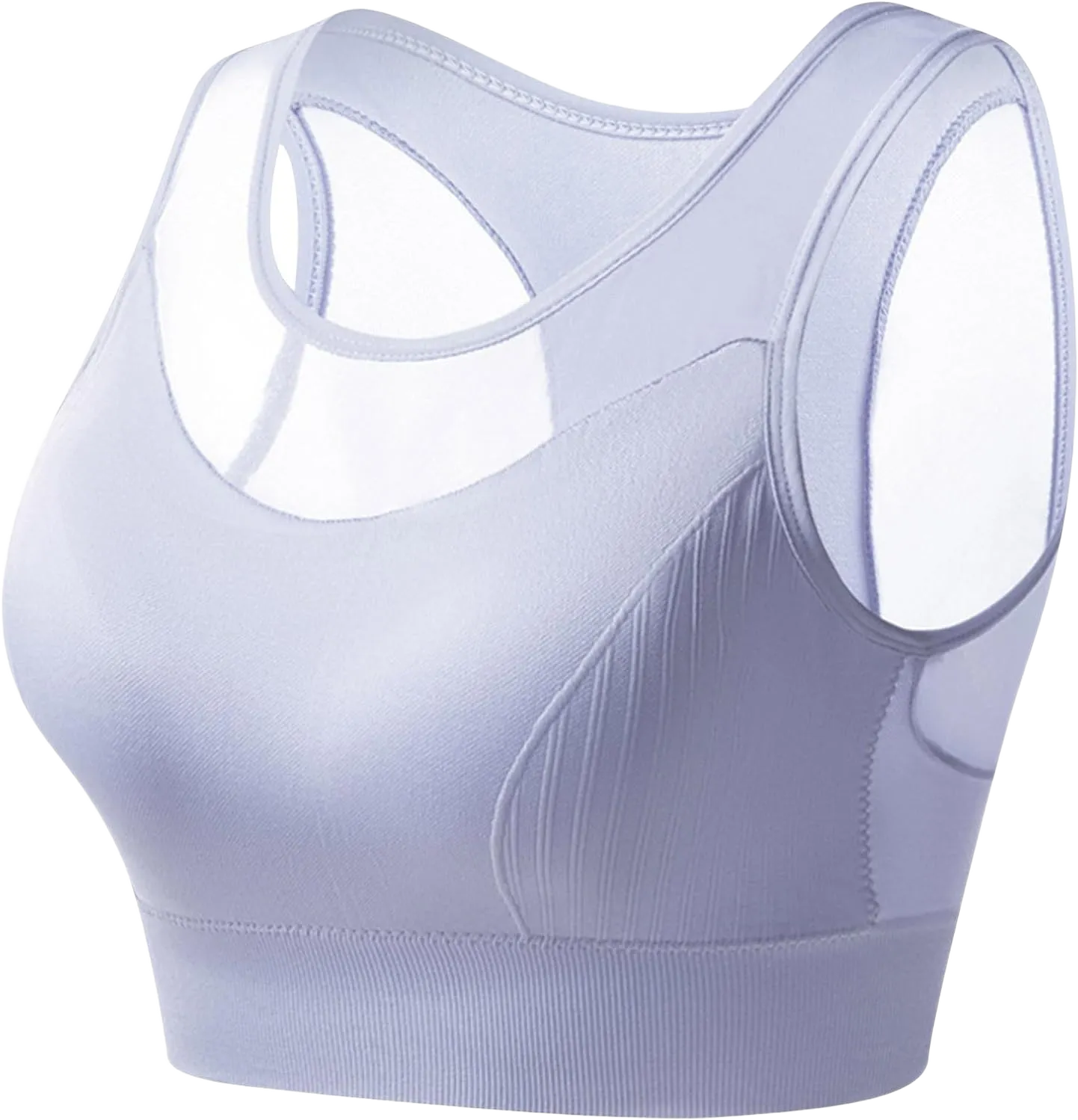 Women's Yoga Tank Top Mesh Splicing Breathable Workout Crop Top Gym Sports Vest Quick Dry Moisture Wicking Yoga Bras Blue Large