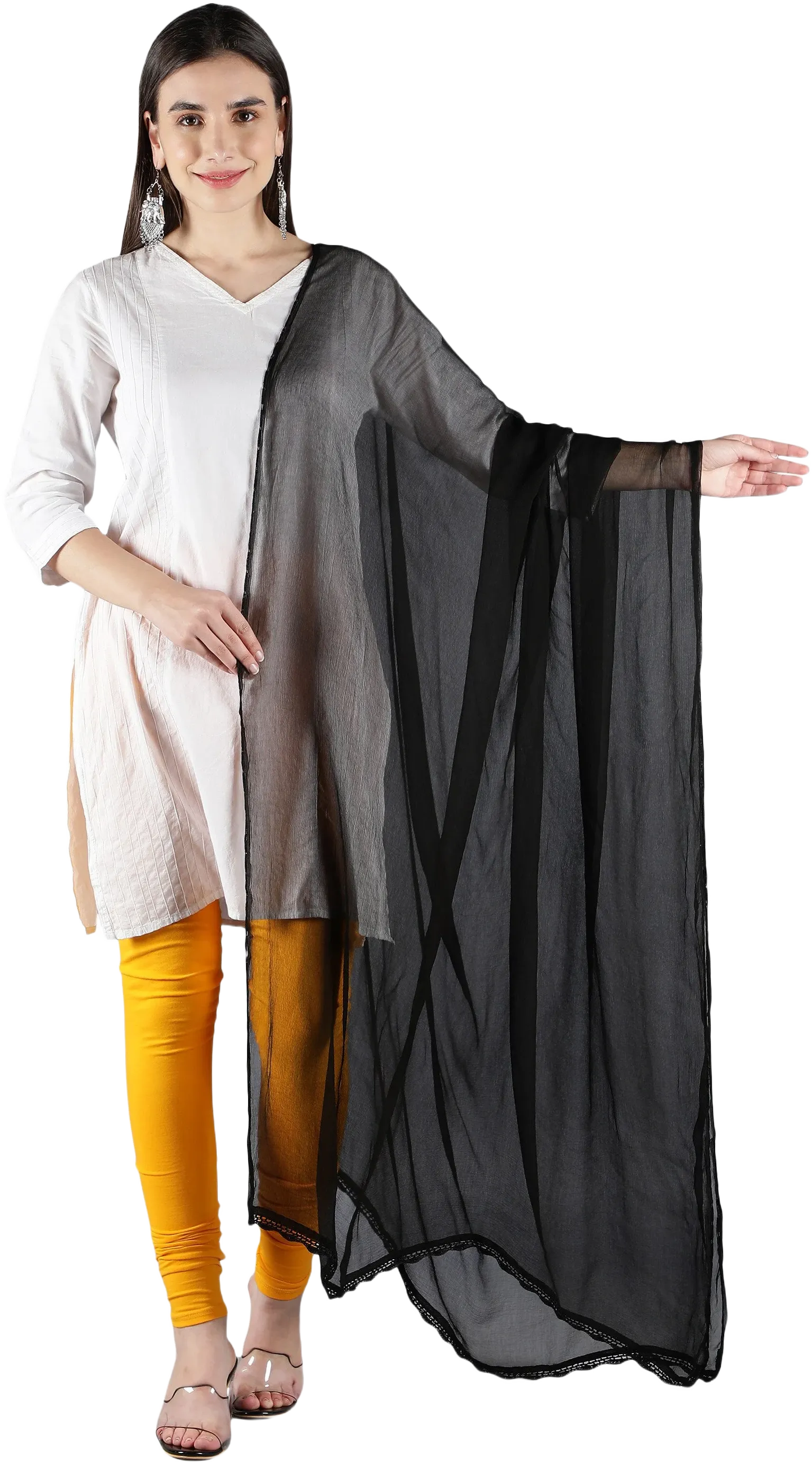 Women&#39;s Embroidered Chiffon Dupatta Scarf Stole Wrap Muqaish Embellished Traditional Ethnic Clothing accessory , customised gift for her