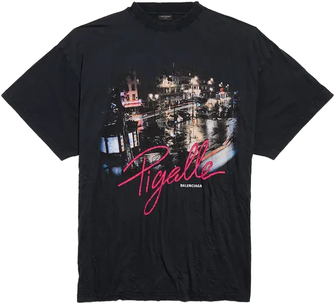 Women's Pigalle T-shirt Oversized in Black Faded