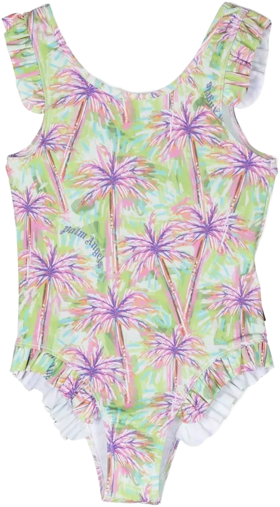 palm tree ruffled one-piece 