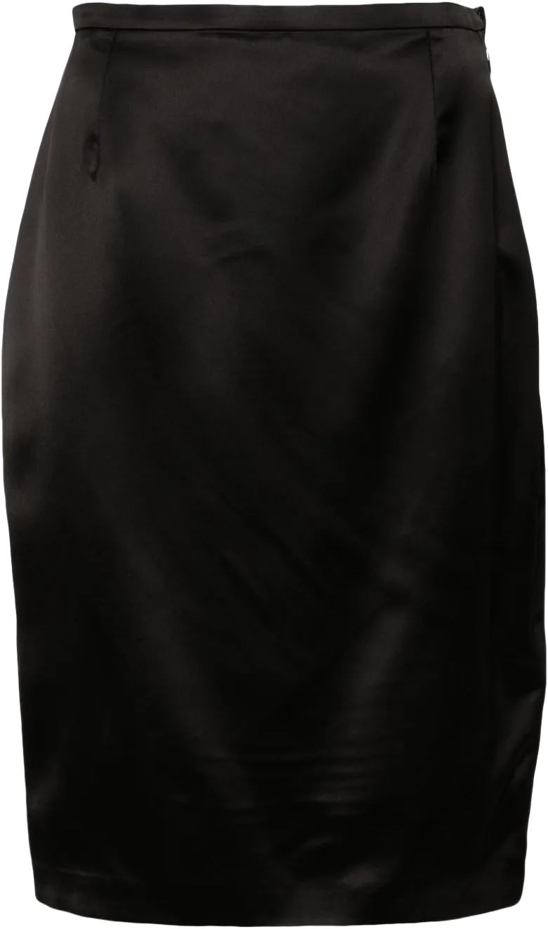 satin pencil midi skirt