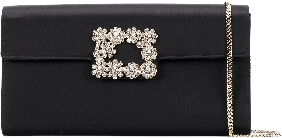 Flower strass buckled clutch