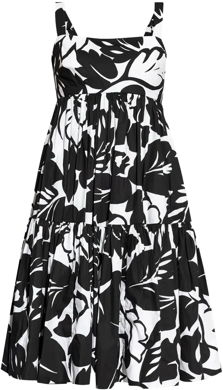 floral-print square-neck dress
