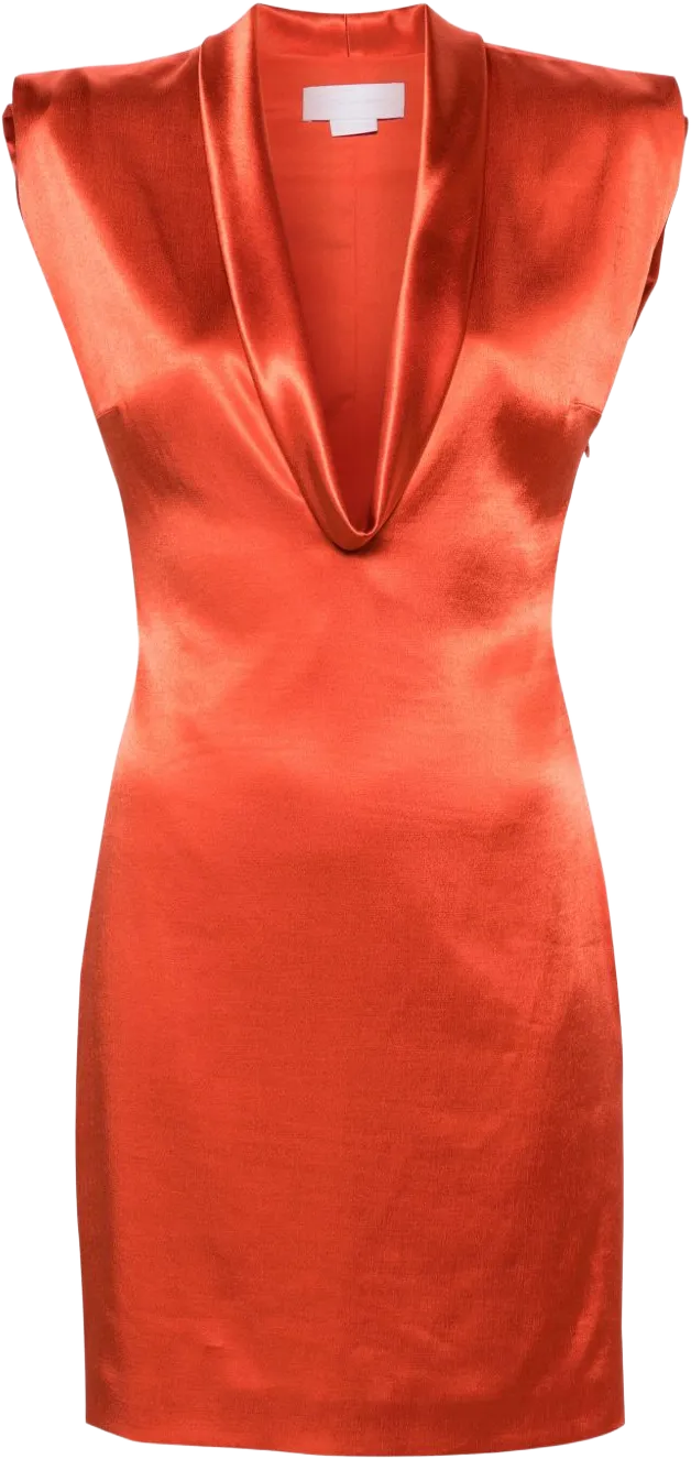 shawl-collar satin minidress