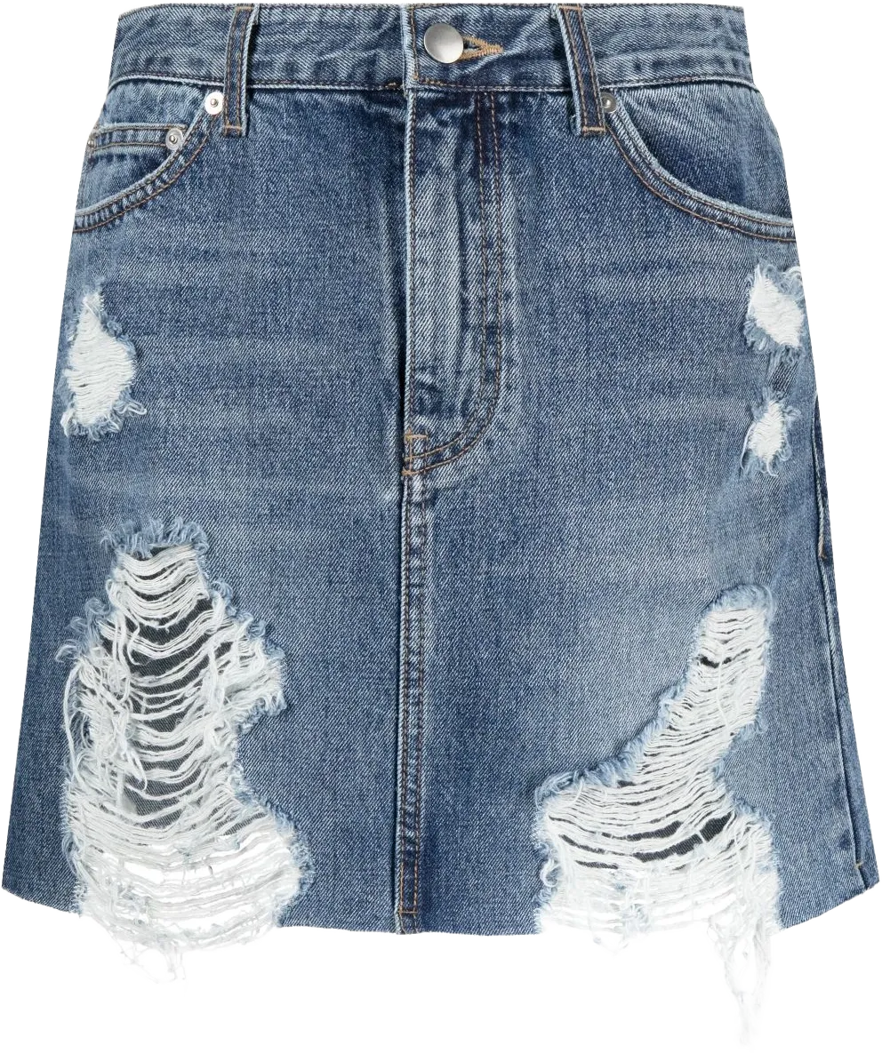 distressed denim skirt