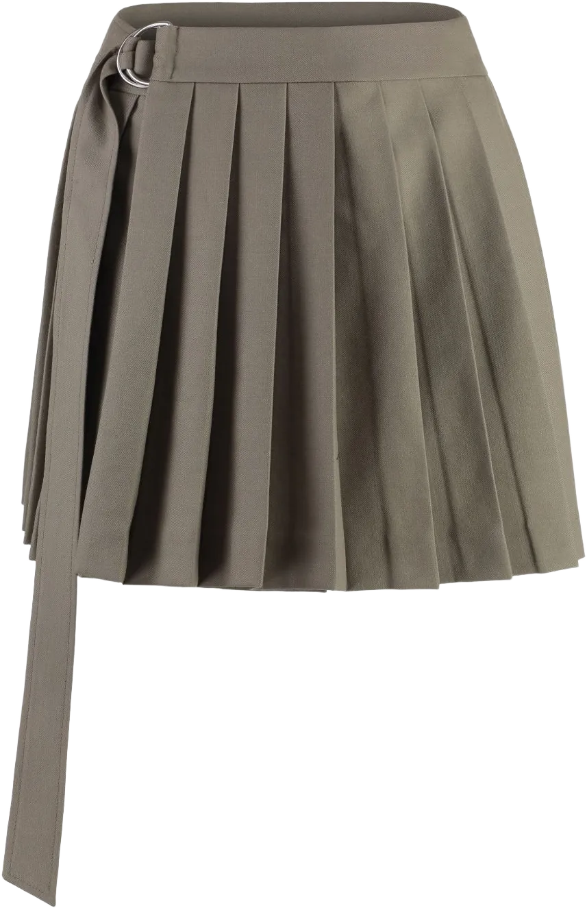 pleated virgin wool wrap skirt
