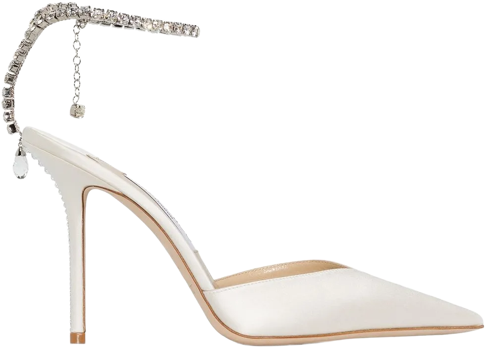 Saeda 100mm crystal-anklet pumps
