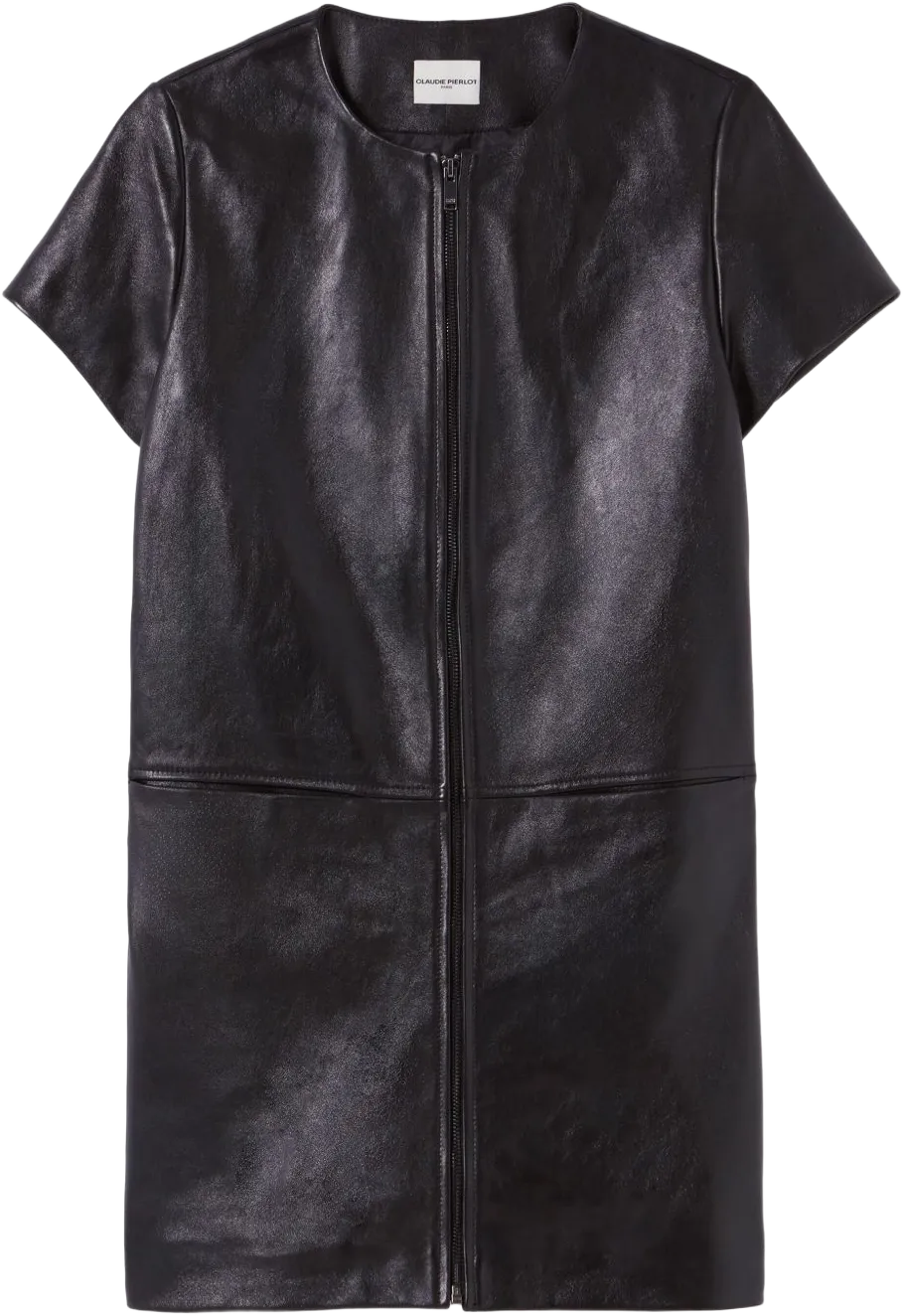 zip-up leather minidress