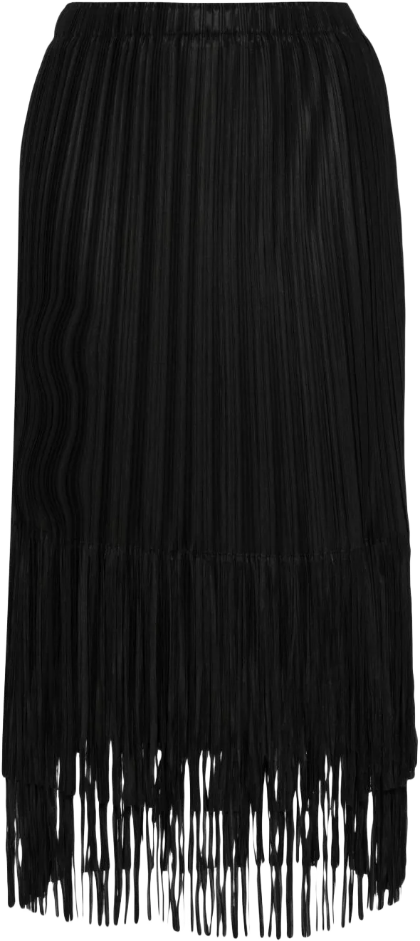 fringed pleated midi skirt