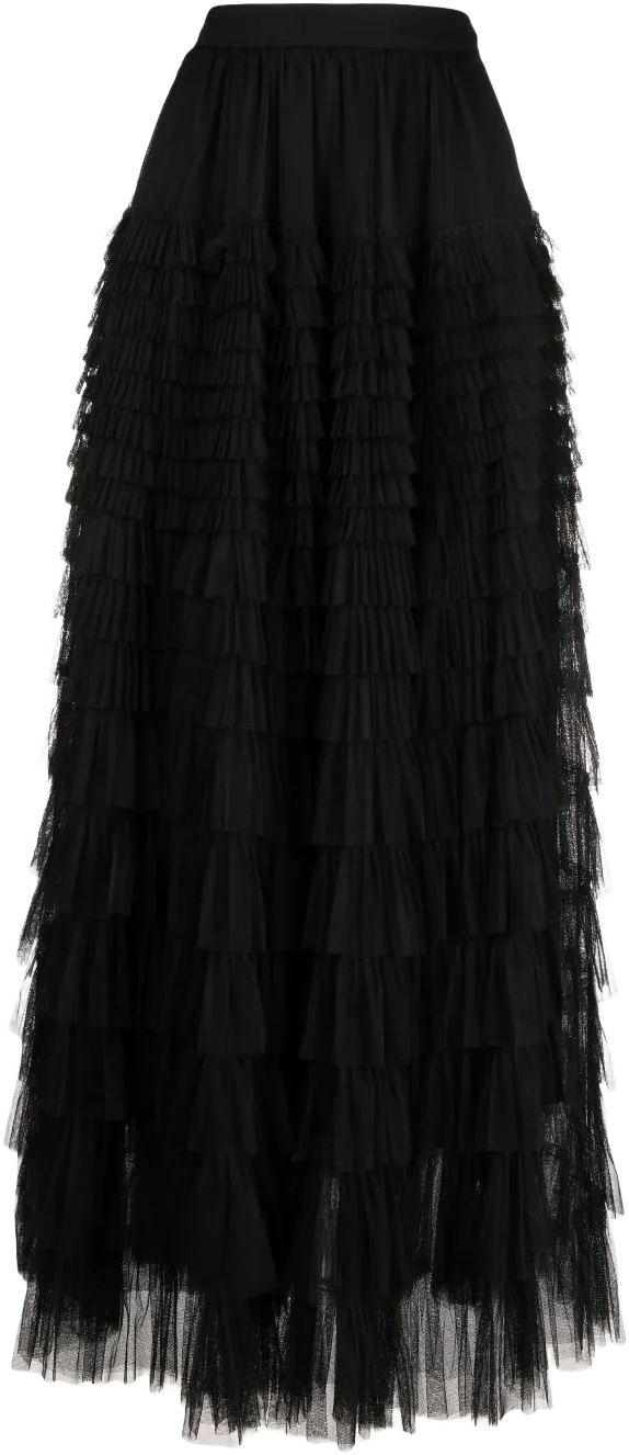 ruffled tulle maxi skirt