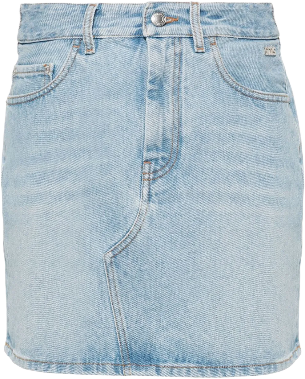 logo-appliqué denim mini skirt