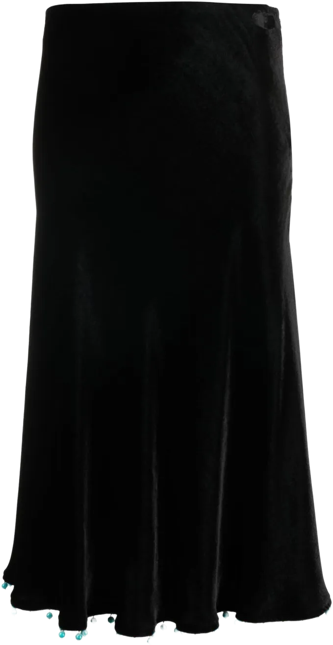 beaded-trim high-waisted skirt