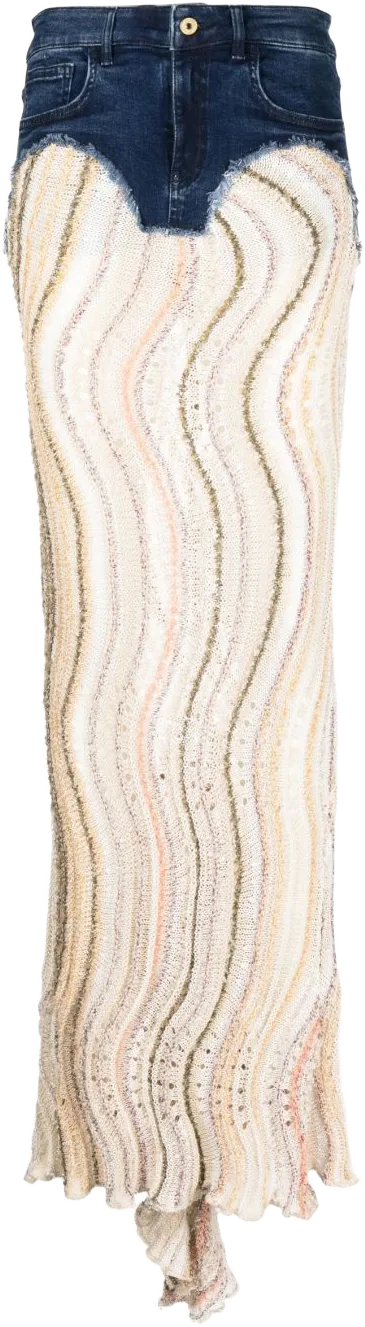 knitted-panel maxi skirt