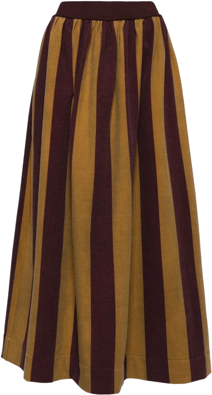 striped A-line midi skirt