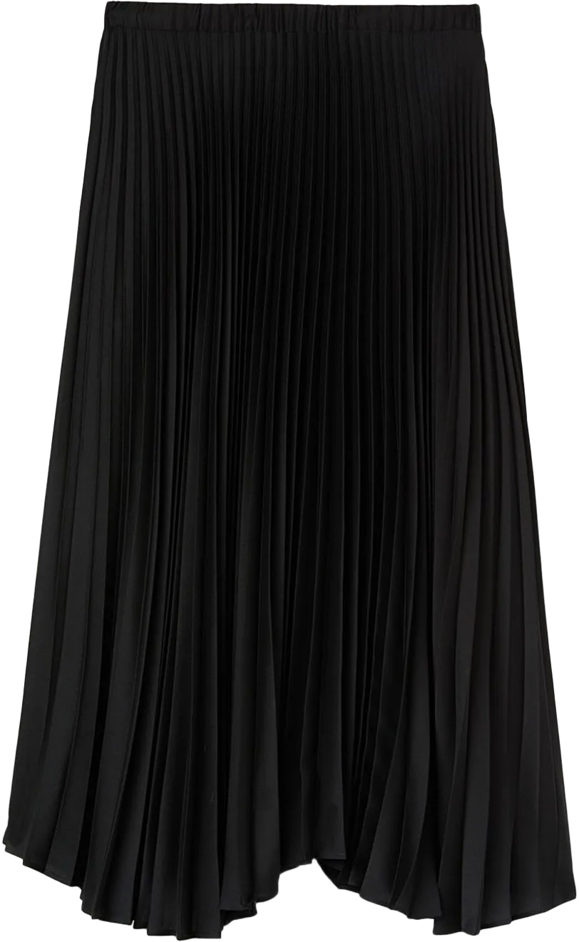 high-waist pleated midi skirt