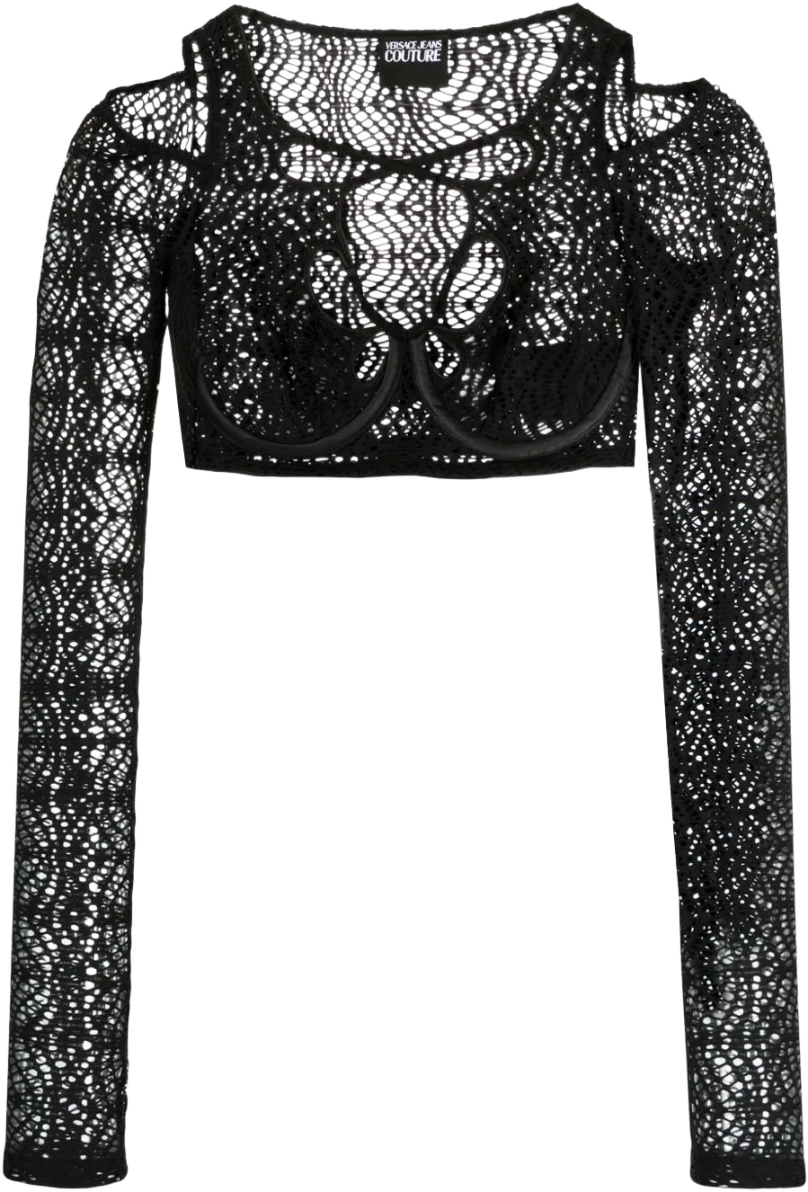 mesh-lace cropped top