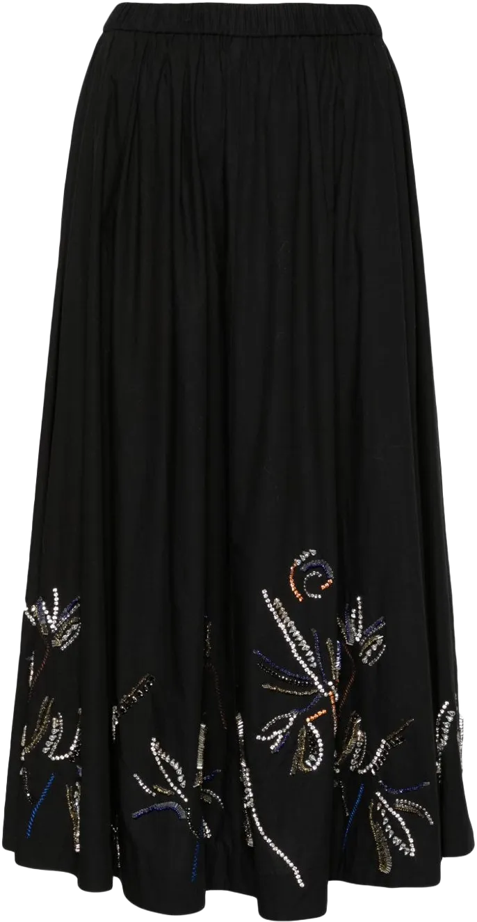 crystal-embellished flared midi skirt