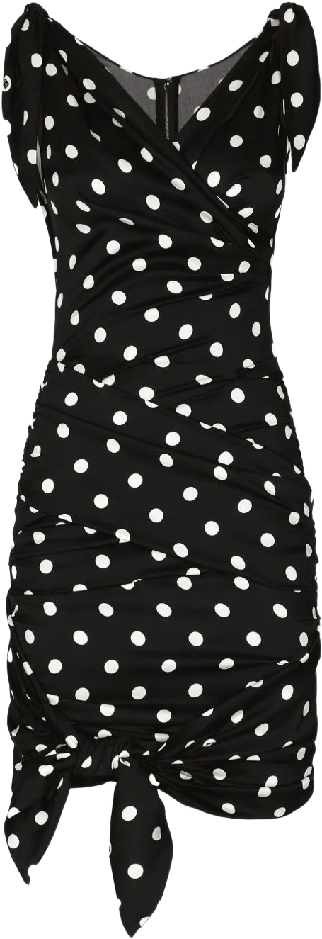 polka-dot draped mini dress