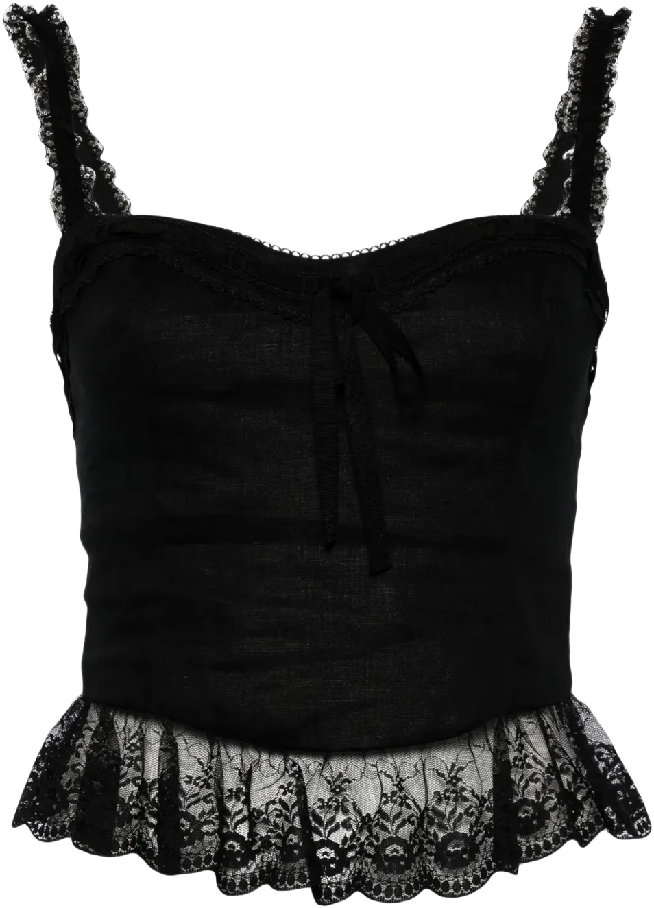 Paola lace-trimmed linen top