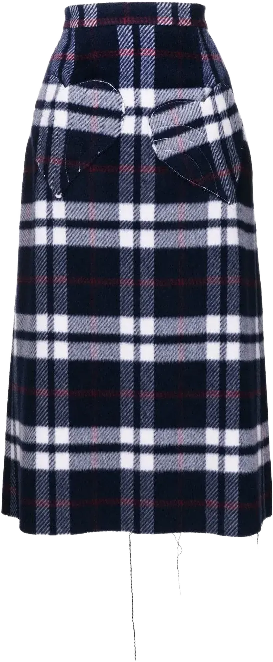 checked wool midi skirt