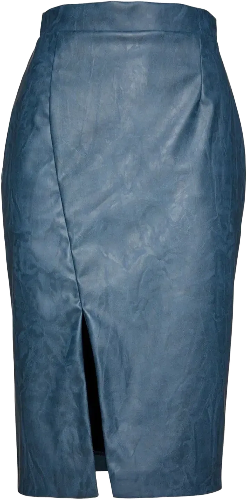 Women's Blue Indigo Faux Leather Pencil Skirt