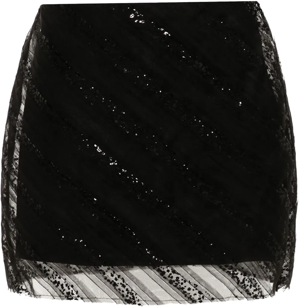 tulle-overlay mini skirt