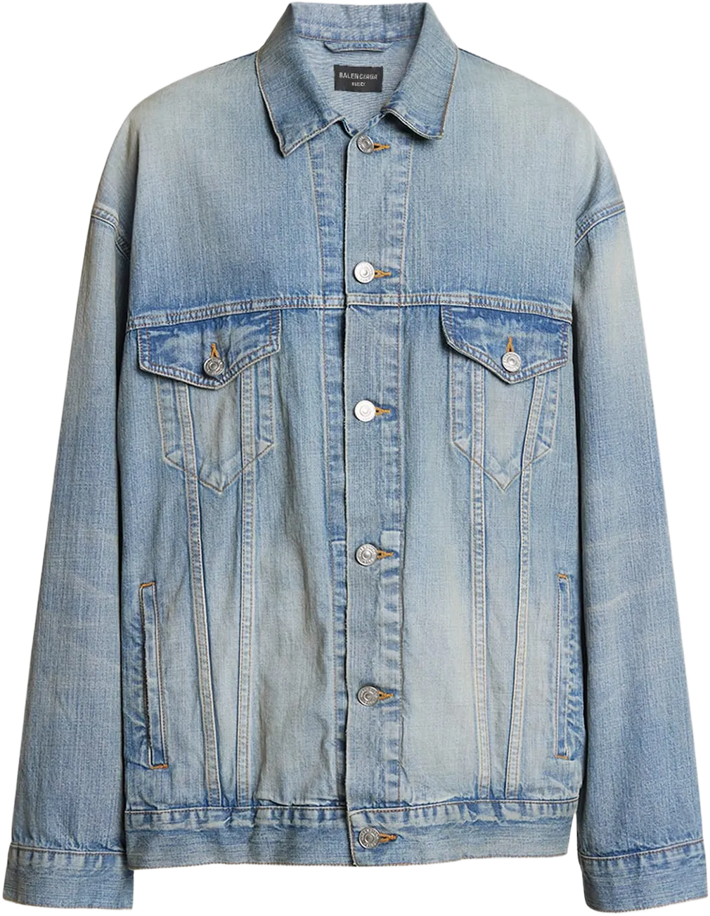 Unisex Paris Tropical-print Oversized Denim Jacket In Blue