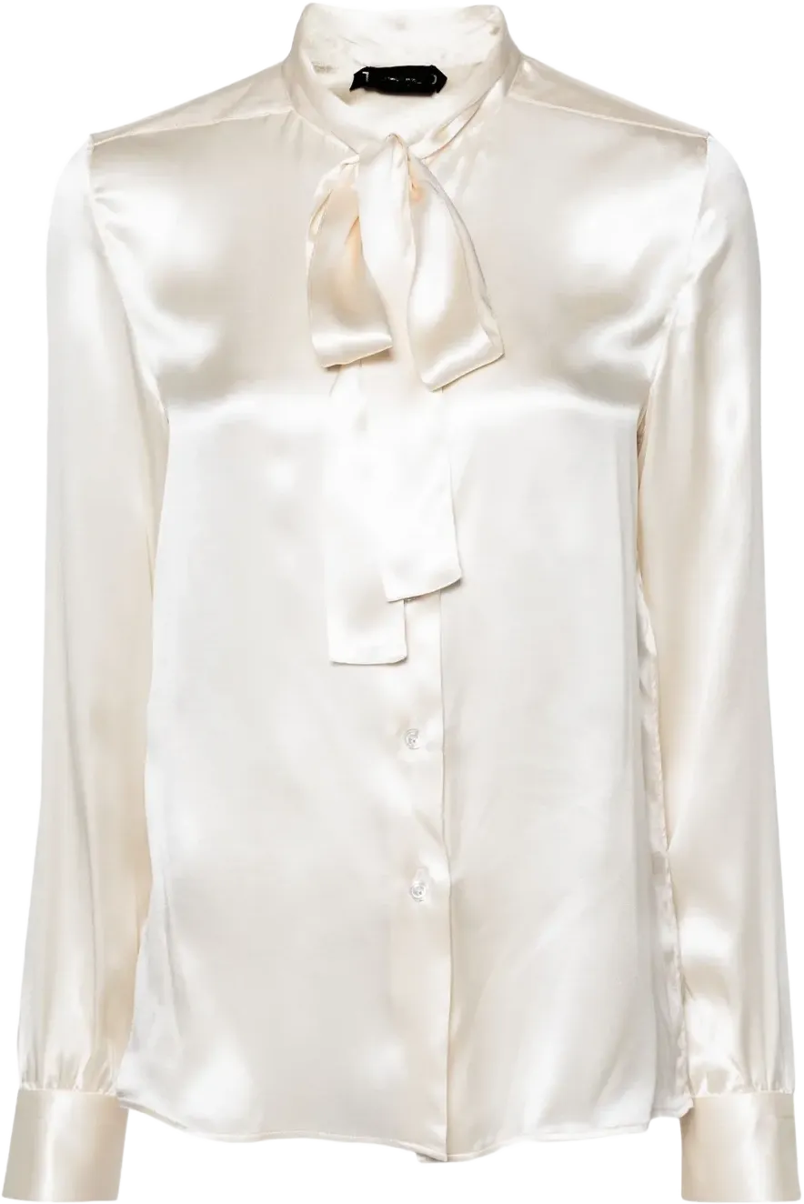 pussy-bow collar silk shirt