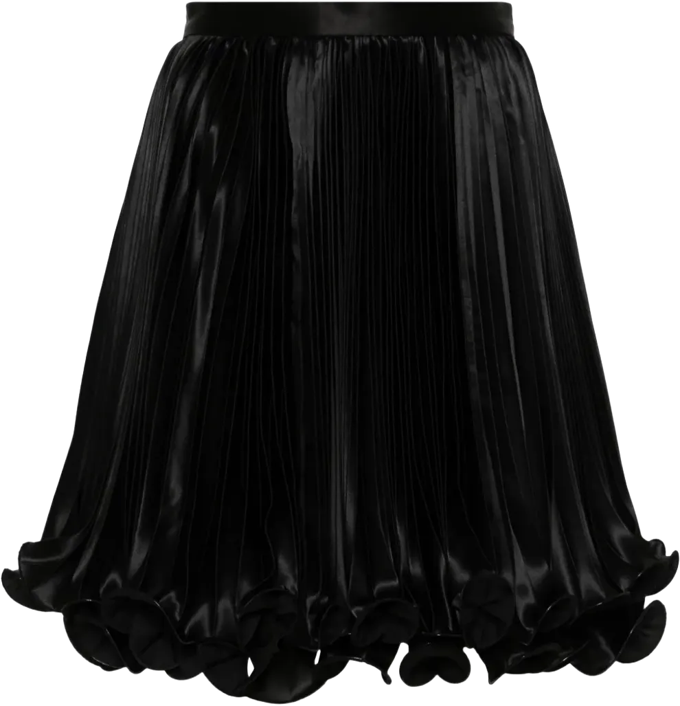 pleated satin mini skirt