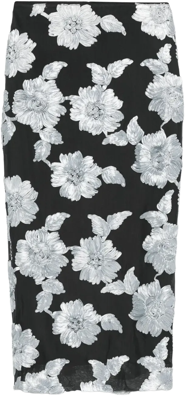 floral-mesh pencil skirt