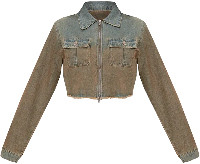 Vintage Wash Cropped Denim Shirt