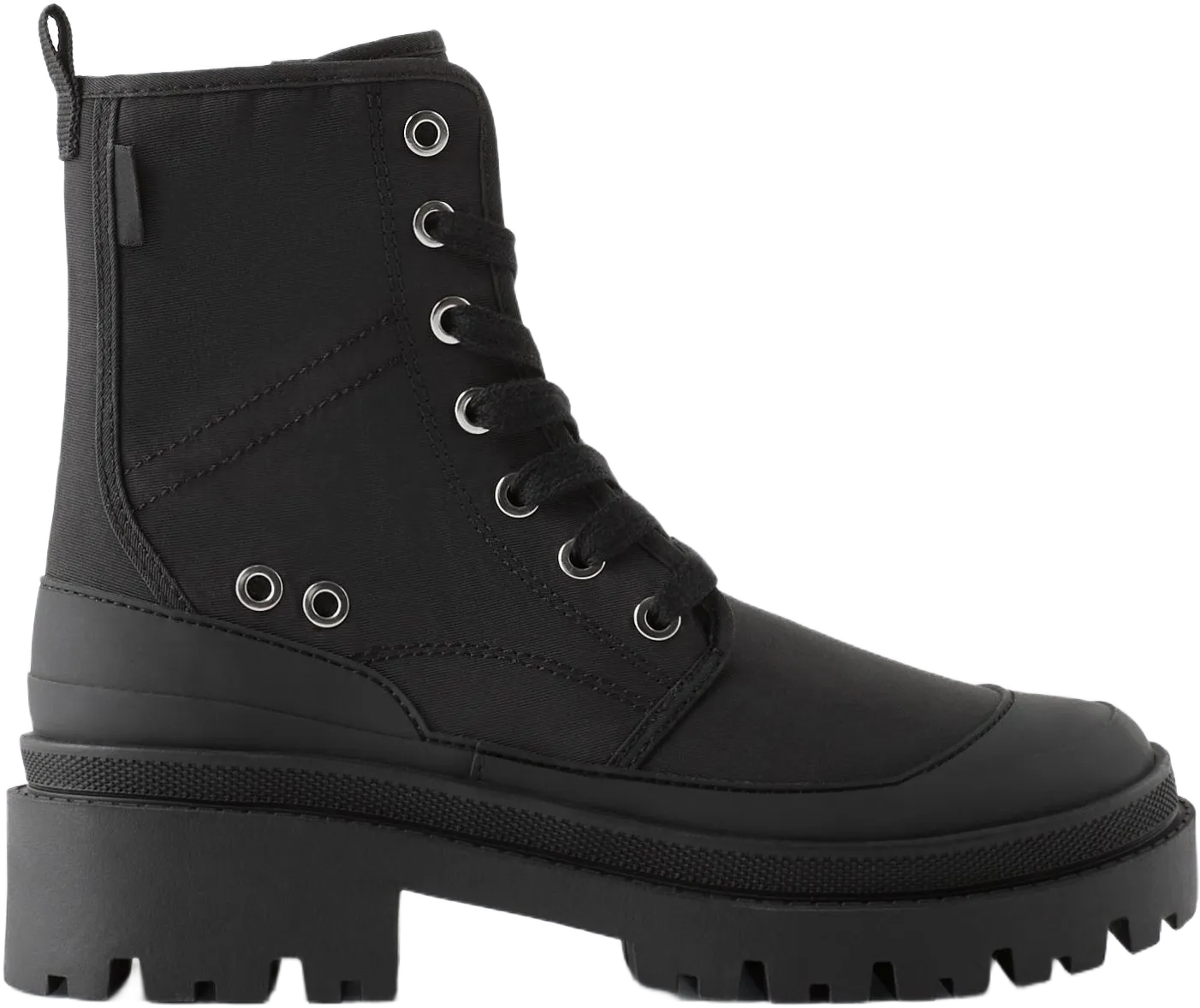 LACED FABRIC ANKLE BOOTS