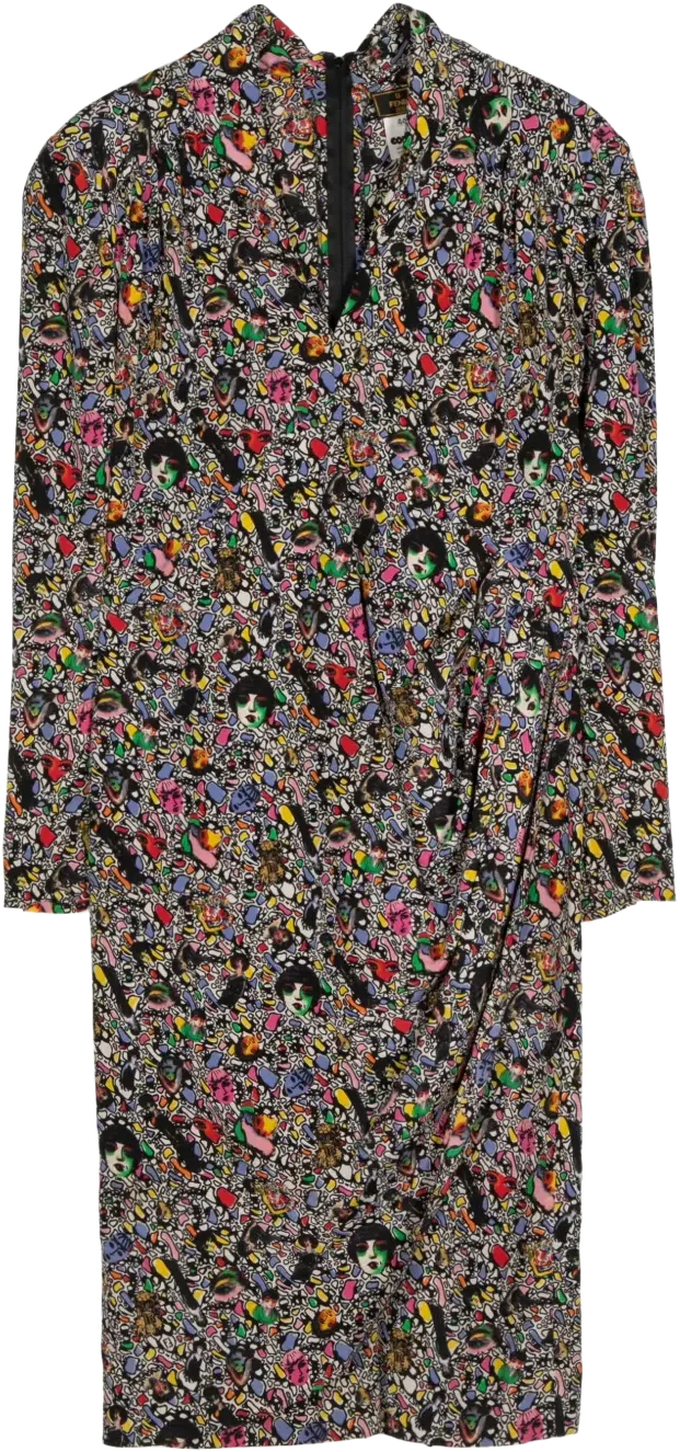 graphic-print silk dress